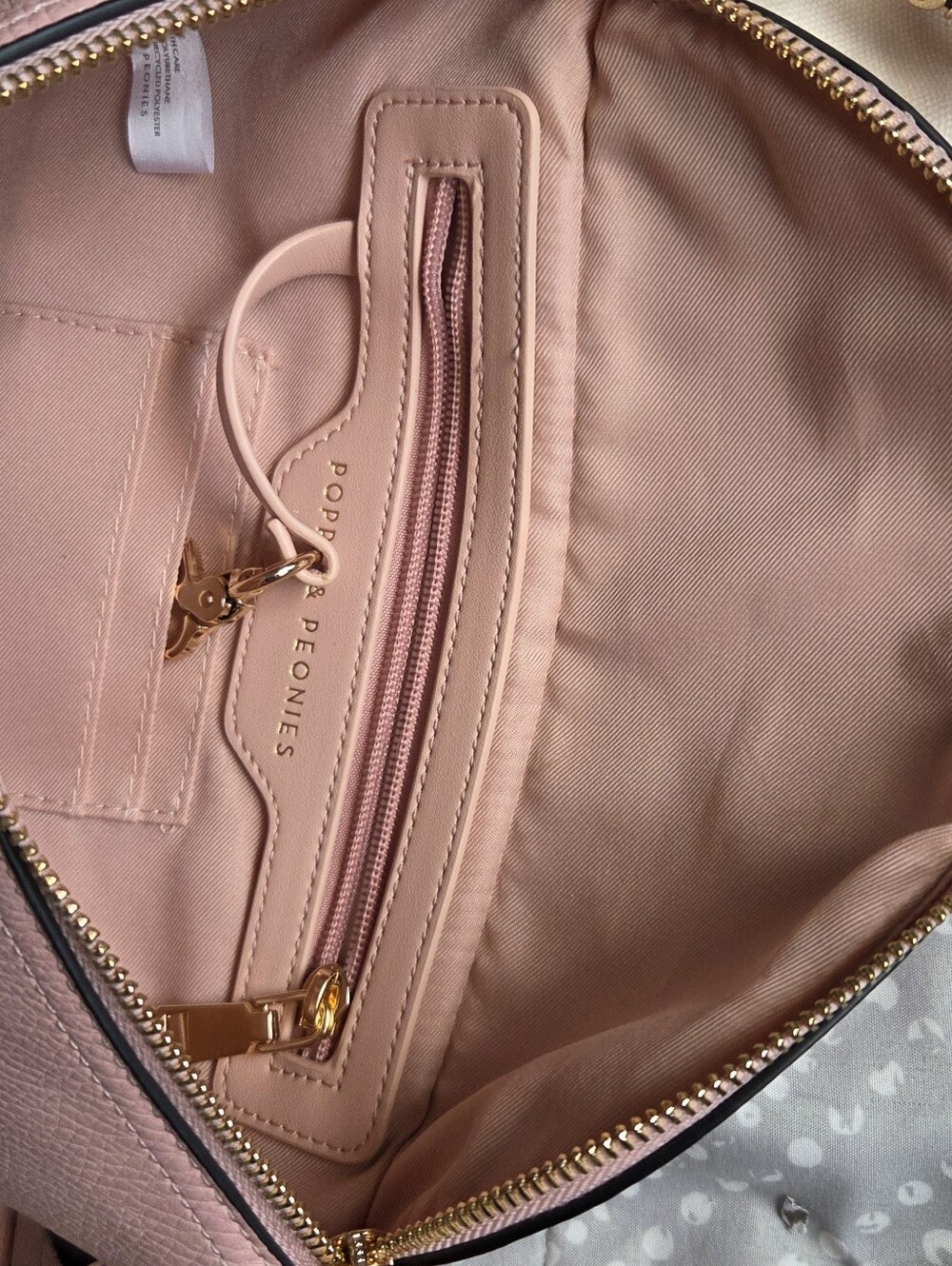Poppy & Peonies Pink Crossbody Bag with Gold Hardware - Picture 3 of 3